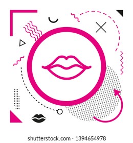 Lips icon on modern background	
