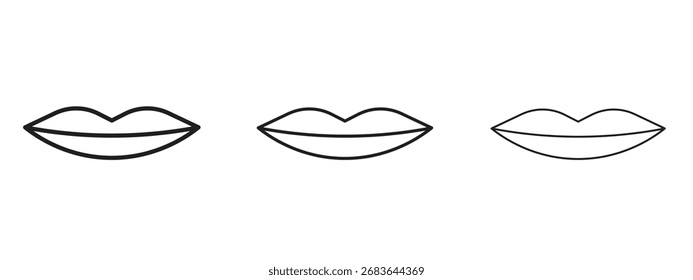 Icono de labios, signo de contorno, símbolos lineales