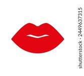 Lips icon. Plump red lips of a woman isolated on white background. Vector illustration.