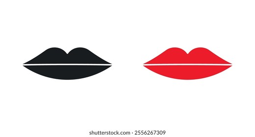 Lips icon set in black and colored versions.