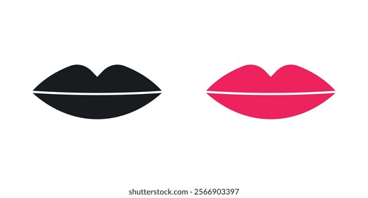 Lips icon set in black and colored