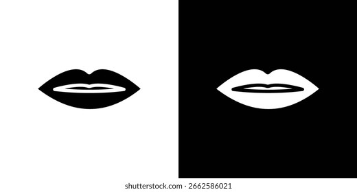 Lippen-Symbol in schwarzem Glyphenstil. Silhouette Sammlung Vektorgrafik.