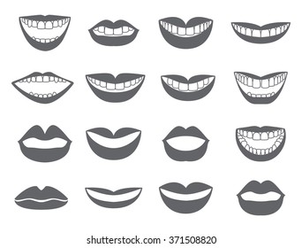 Lips icon. Set of silhouettes lips-vector.