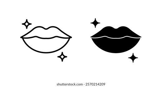 Lips Icon set. Symbol isolated white background. vector illustration. color editable.