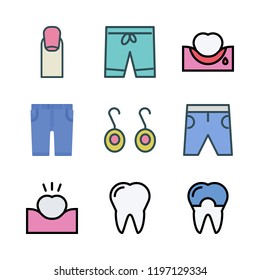 lips icon set. vector set about earrings, shorts, short and nail icons set.