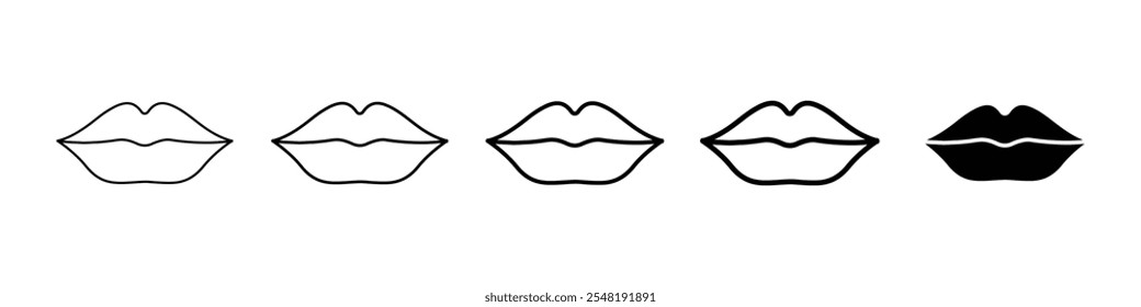 lips icon Simple thin line logo set