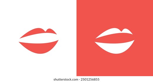 Lips icon Symbol mark in filled style