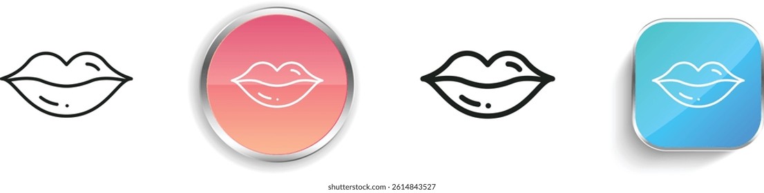 lips icon. Thin Linear, Regular and Button Style Design Isolated On White Background