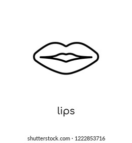 Lips icon. Trendy modern flat linear vector Lips icon on white background from thin line Dentist collection, editable outline stroke vector illustration