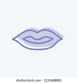 Lips Icon in trendy two tone style isolated on soft blue background