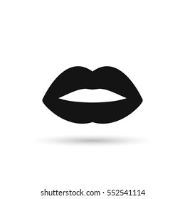 Lips icon vector black illustration.