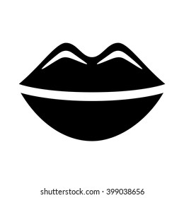 Lips icon. Vector icon. Black and white illustration.