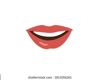 lips Icon Vector illustration. cartoon woman close up. Mouth with teeth smile sign, emblem isolated on white background, Flat style for graphic and web design, logo. makeup