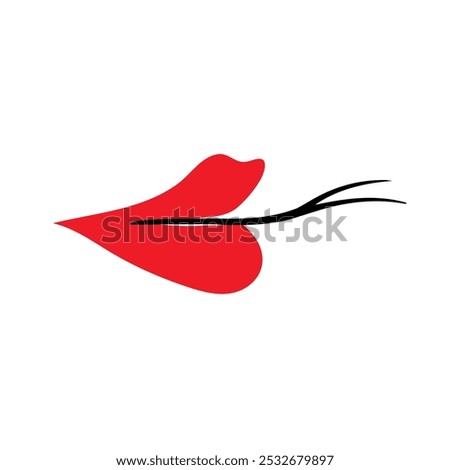 Lips icon Vector illustration. Red lips with a snake s tongue