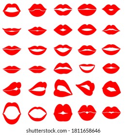 Lips icon vector set. kiss illustration sign collection. woman symbol.