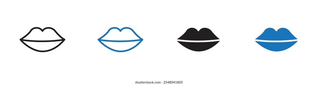 Lips icon Vector set outline
