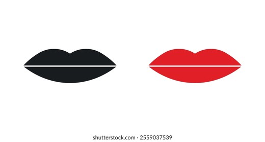 Lips icons in black and colored version