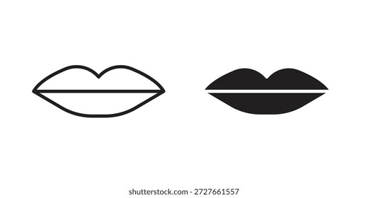 Lips icons collection. Thin linear and black flat icons