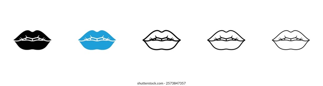 Lips icons in filled and 3 stroke weights