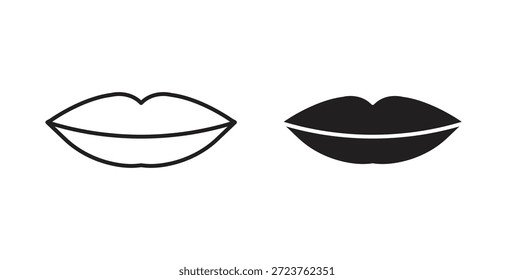 Iconos de los labios en línea llena, delgada, contorno y trazos