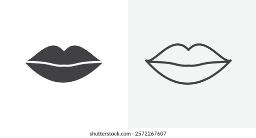 Lips icons. flat and line style set