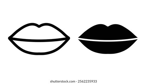 Lips Icons pack in outlined and flat versions