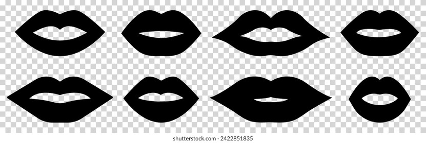 Lips icons set. Vector signs isolated on transparent background
