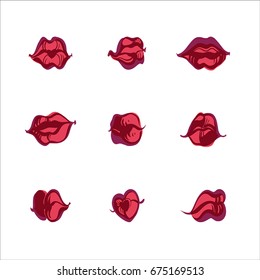 Lips icons shape set 