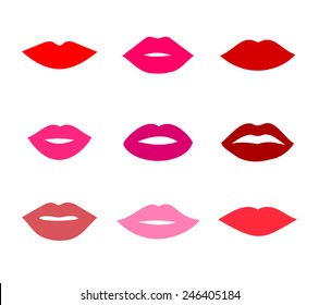 Lips Icons Shape Set Vector