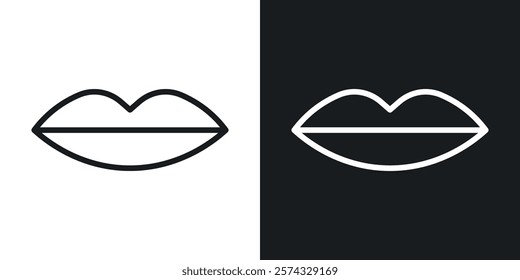 Lips icons in thin black and white stroke liner style