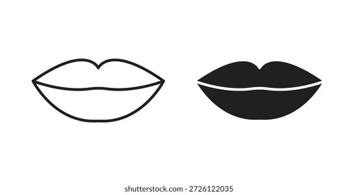 Símbolo de Vector de iconos de labios con trazo editable y versiones planas