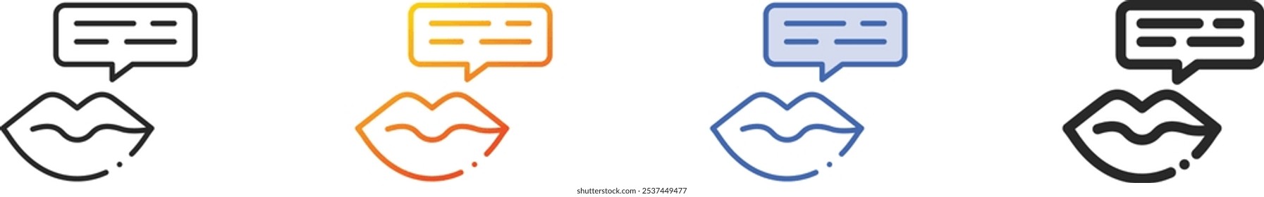 lips icon.Thin Linear, Gradient, Blue Stroke and bold Style Design Isolated On White Background