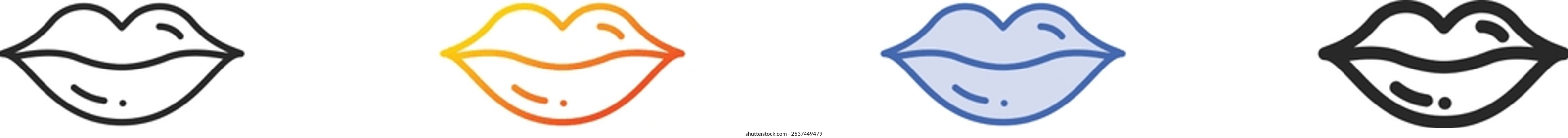 lips icon.Thin Linear, Gradient, Blue Stroke and bold Style Design Isolated On White Background