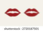 Lips illustration with halftone texture in a retro style. Suitable for beauty branding, cosmetics design, fashion graphics, pop art visuals, and romantic themes.