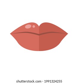 Lips illustration isolated on white background. Red lipstick. Vector bay. Woman mouth.