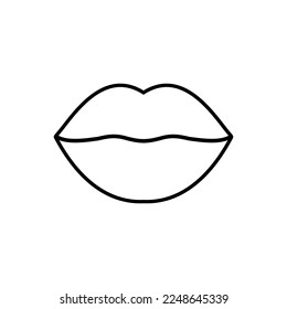 Lips illustration. Vector icon, symbol isolated on white. Stroke of mouth. Cartoon sign for prints, comics, fashions, logos, designs, stickers, decoration boards, and backgrounds.