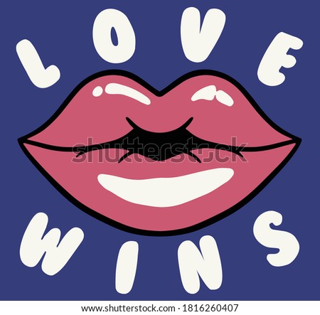 Lips Illustrations with Slogan Artwork for Apparel and Other Uses