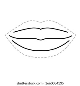 Lips, injection, increase. Cosmetology. Vector isolated black icon on white background