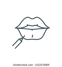 Lips injection line icon. Augmentation lips, correction, injection, filler, plastic. Vector illustration