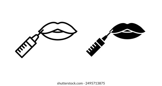 lips injection vector icon set in black color.
