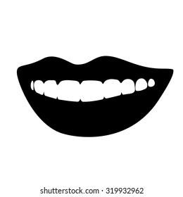 Lips. Ink drawing. Black and white.