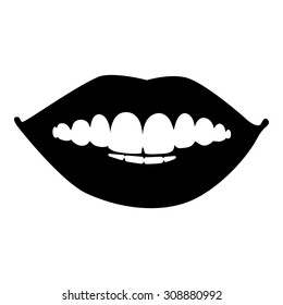 Lips. Ink drawing. Teeth.