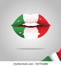 Lips with  Italian flag.