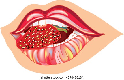 lips with juicy strawberries