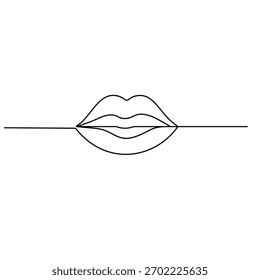 Lips kiss continuous one line drawing minimalist outline vector illustration
