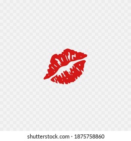 Lips Kiss Emoji. Red Lipstick Kiss Icon. Isolated. Vector