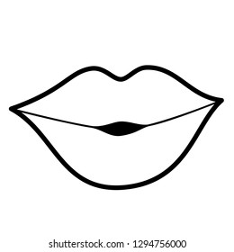 Lips Kiss Icon Line Art White Stock Vector (Royalty Free) 1294756000