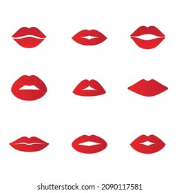 Lips kiss icon vector set. Valentine's Day illustration sign collection. Love symbol or logo.