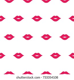 lips kiss romantic pattern red on white