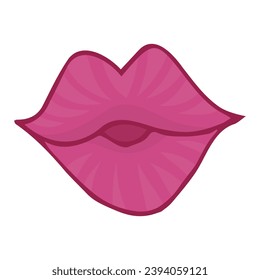 lips kiss valentines day cartoon clip art on white background vector isolated